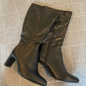NWT black pleather A New Day heeled boots Size 7.5